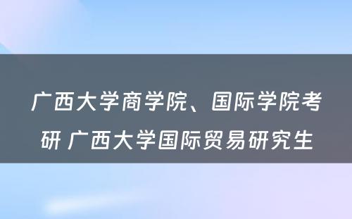 广西大学商学院、国际学院考研 广西大学国际贸易研究生