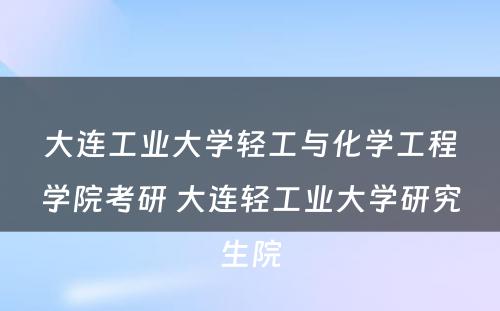 大连工业大学轻工与化学工程学院考研 大连轻工业大学研究生院