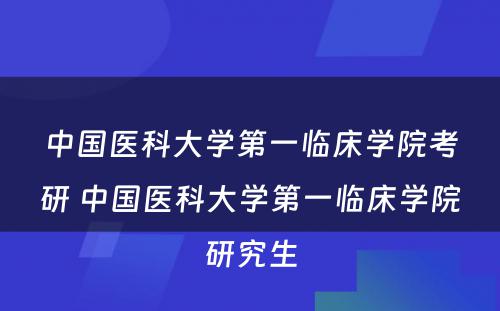 中国医科大学第一临床学院考研 中国医科大学第一临床学院研究生