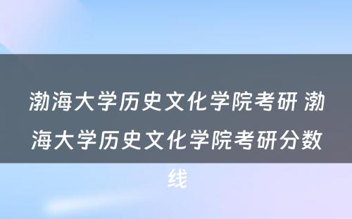 渤海大学历史文化学院考研 渤海大学历史文化学院考研分数线