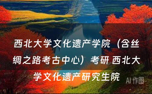 西北大学文化遗产学院（含丝绸之路考古中心）考研 西北大学文化遗产研究生院