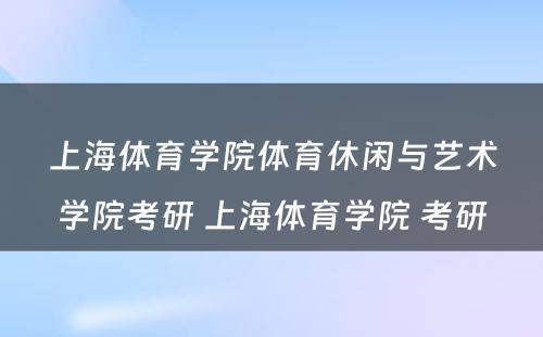 上海体育学院体育休闲与艺术学院考研 上海体育学院 考研