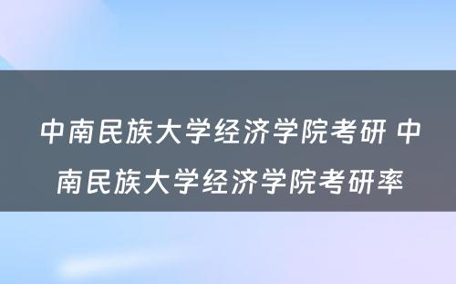 中南民族大学经济学院考研 中南民族大学经济学院考研率