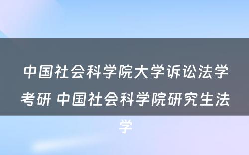 中国社会科学院大学诉讼法学考研 中国社会科学院研究生法学