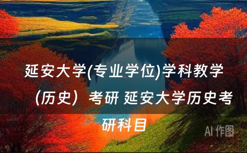 延安大学(专业学位)学科教学（历史）考研 延安大学历史考研科目