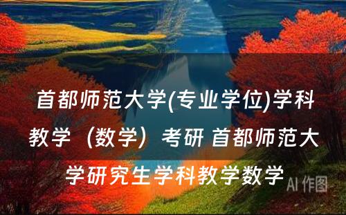 首都师范大学(专业学位)学科教学（数学）考研 首都师范大学研究生学科教学数学