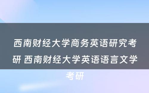 西南财经大学商务英语研究考研 西南财经大学英语语言文学考研