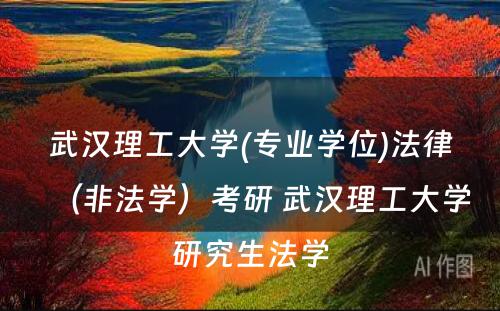 武汉理工大学(专业学位)法律（非法学）考研 武汉理工大学研究生法学