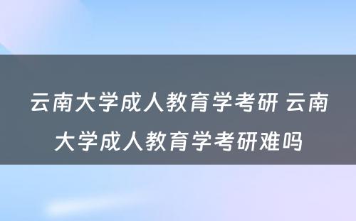 云南大学成人教育学考研 云南大学成人教育学考研难吗