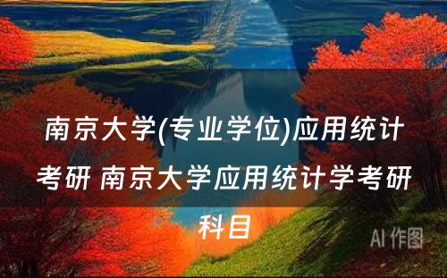 南京大学(专业学位)应用统计考研 南京大学应用统计学考研科目