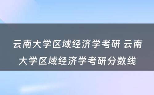 云南大学区域经济学考研 云南大学区域经济学考研分数线