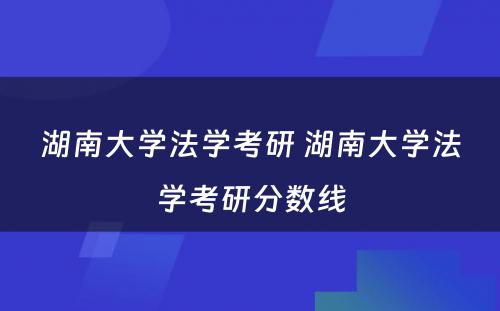 湖南大学法学考研 湖南大学法学考研分数线