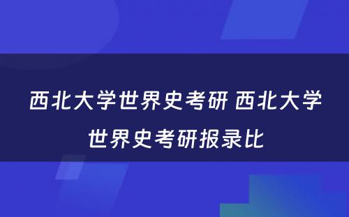 西北大学世界史考研 西北大学世界史考研报录比