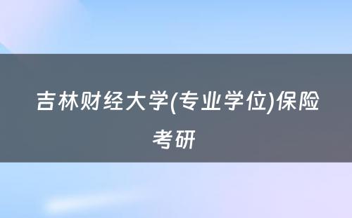 吉林财经大学(专业学位)保险考研 