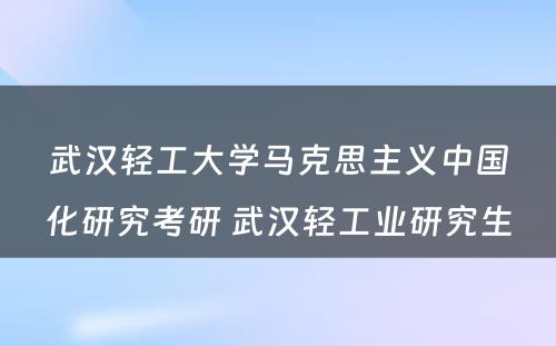 武汉轻工大学马克思主义中国化研究考研 武汉轻工业研究生