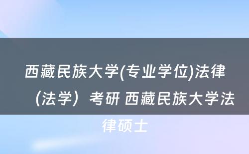 西藏民族大学(专业学位)法律（法学）考研 西藏民族大学法律硕士