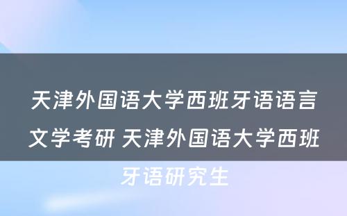 天津外国语大学西班牙语语言文学考研 天津外国语大学西班牙语研究生