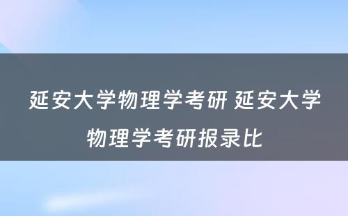 延安大学物理学考研 延安大学物理学考研报录比