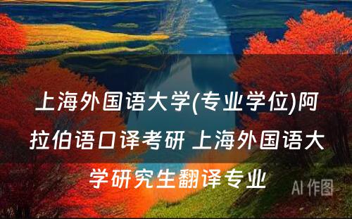 上海外国语大学(专业学位)阿拉伯语口译考研 上海外国语大学研究生翻译专业