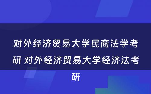 对外经济贸易大学民商法学考研 对外经济贸易大学经济法考研