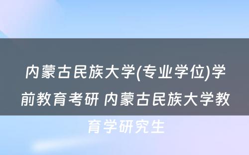 内蒙古民族大学(专业学位)学前教育考研 内蒙古民族大学教育学研究生