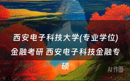 西安电子科技大学(专业学位)金融考研 西安电子科技金融专硕