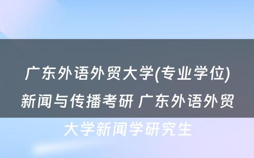 广东外语外贸大学(专业学位)新闻与传播考研 广东外语外贸大学新闻学研究生