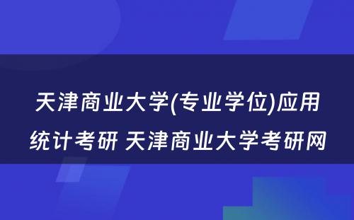 天津商业大学(专业学位)应用统计考研 天津商业大学考研网