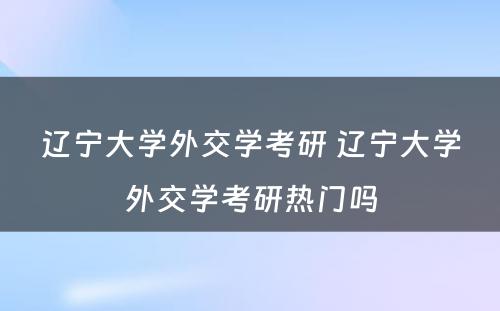 辽宁大学外交学考研 辽宁大学外交学考研热门吗