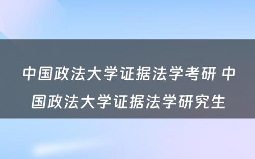 中国政法大学证据法学考研 中国政法大学证据法学研究生