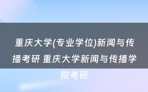 重庆大学(专业学位)新闻与传播考研 重庆大学新闻与传播学院考研