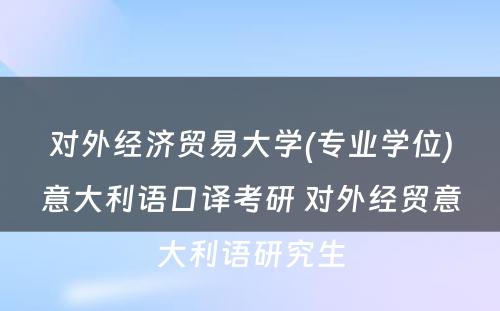 对外经济贸易大学(专业学位)意大利语口译考研 对外经贸意大利语研究生