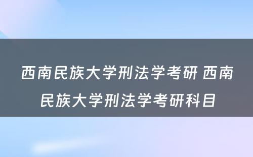 西南民族大学刑法学考研 西南民族大学刑法学考研科目