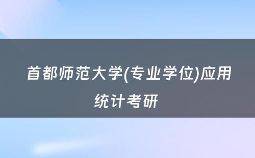 首都师范大学(专业学位)应用统计考研 