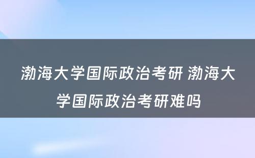 渤海大学国际政治考研 渤海大学国际政治考研难吗