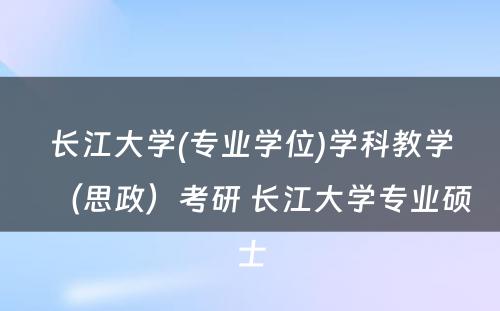 长江大学(专业学位)学科教学（思政）考研 长江大学专业硕士