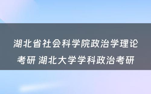 湖北省社会科学院政治学理论考研 湖北大学学科政治考研