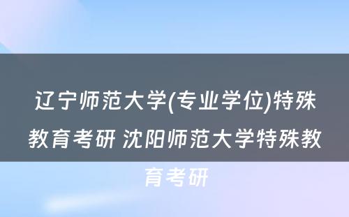 辽宁师范大学(专业学位)特殊教育考研 沈阳师范大学特殊教育考研