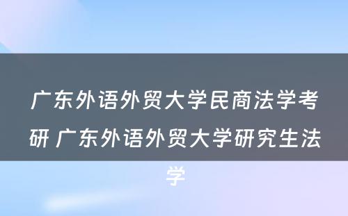 广东外语外贸大学民商法学考研 广东外语外贸大学研究生法学