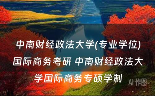 中南财经政法大学(专业学位)国际商务考研 中南财经政法大学国际商务专硕学制