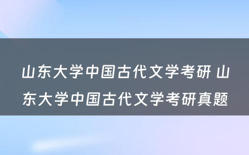 山东大学中国古代文学考研 山东大学中国古代文学考研真题