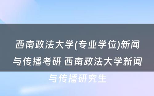 西南政法大学(专业学位)新闻与传播考研 西南政法大学新闻与传播研究生