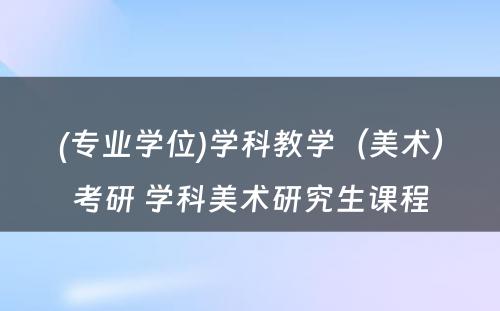 (专业学位)学科教学（美术）考研 学科美术研究生课程