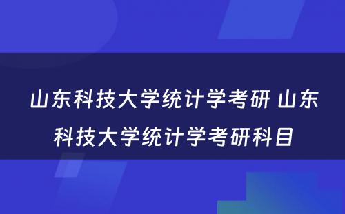 山东科技大学统计学考研 山东科技大学统计学考研科目