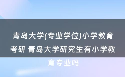 青岛大学(专业学位)小学教育考研 青岛大学研究生有小学教育专业吗