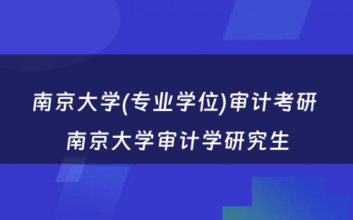 南京大学(专业学位)审计考研 南京大学审计学研究生