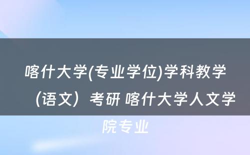 喀什大学(专业学位)学科教学（语文）考研 喀什大学人文学院专业