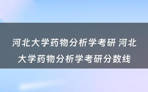 河北大学药物分析学考研 河北大学药物分析学考研分数线