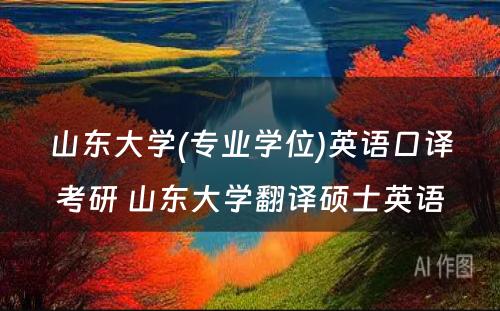 山东大学(专业学位)英语口译考研 山东大学翻译硕士英语