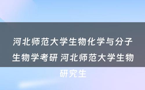 河北师范大学生物化学与分子生物学考研 河北师范大学生物研究生